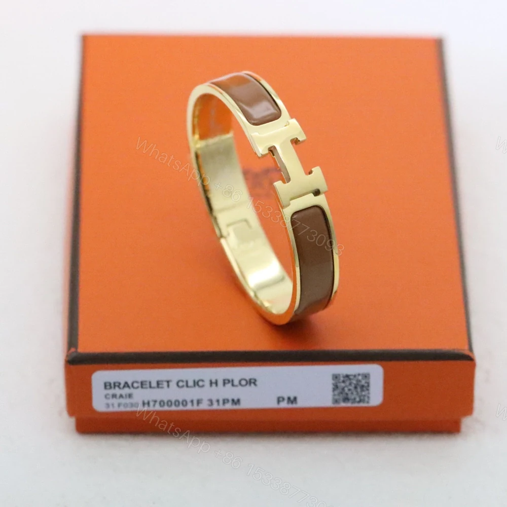 View 5 of 高仿Hermes*ClicH系列H700001F9X鍍金琺瑯手鐲青銅色