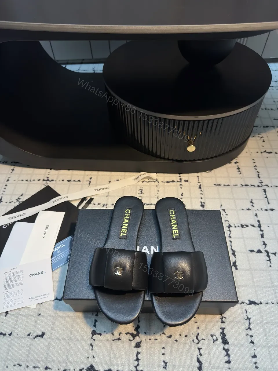 Chic Black Leather Slide with Bow - All-Day Comfort Shoes — view 1