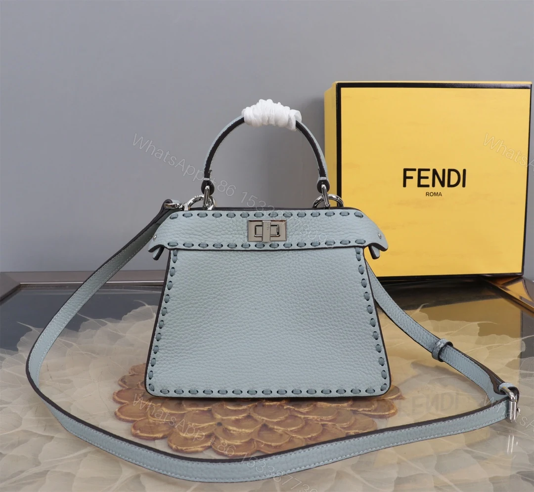 FENDI A貨 女款 Peekaboo 迷你手提包 藍灰色 清新設計 百搭款 — view 1