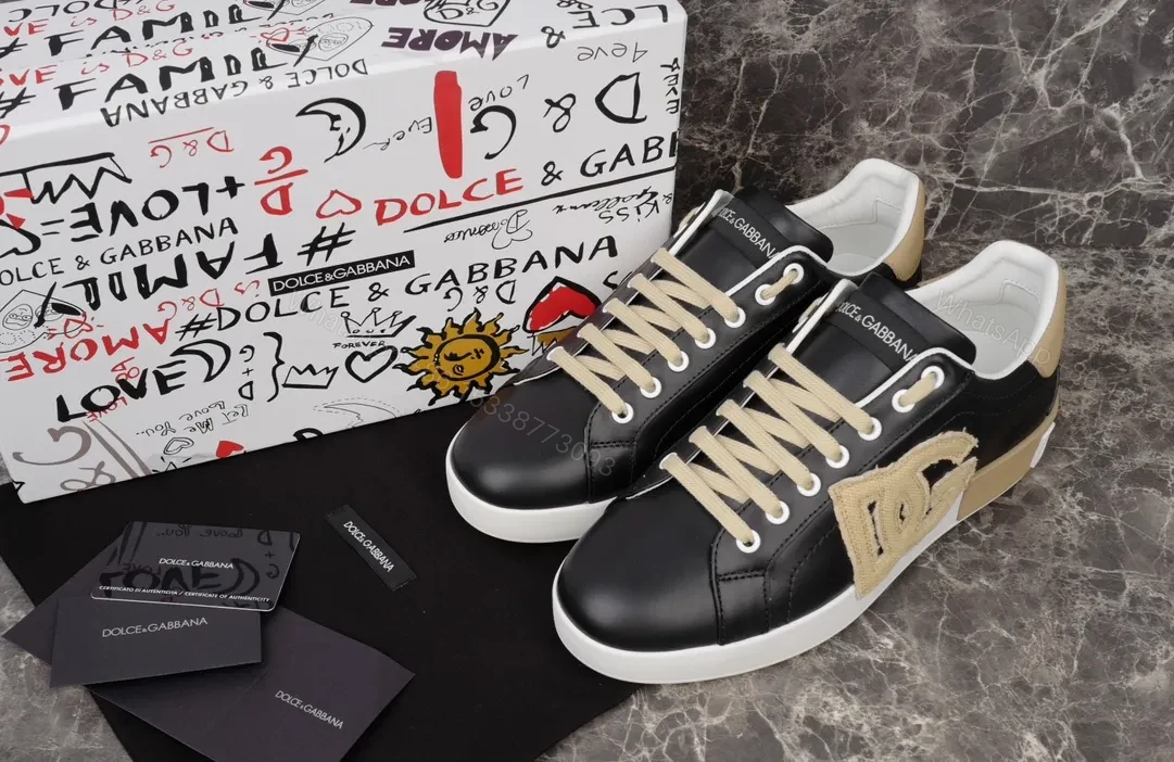 Chic Black Leather Sneakers with Signature Lettering - All‐Day Comfort — view 1
