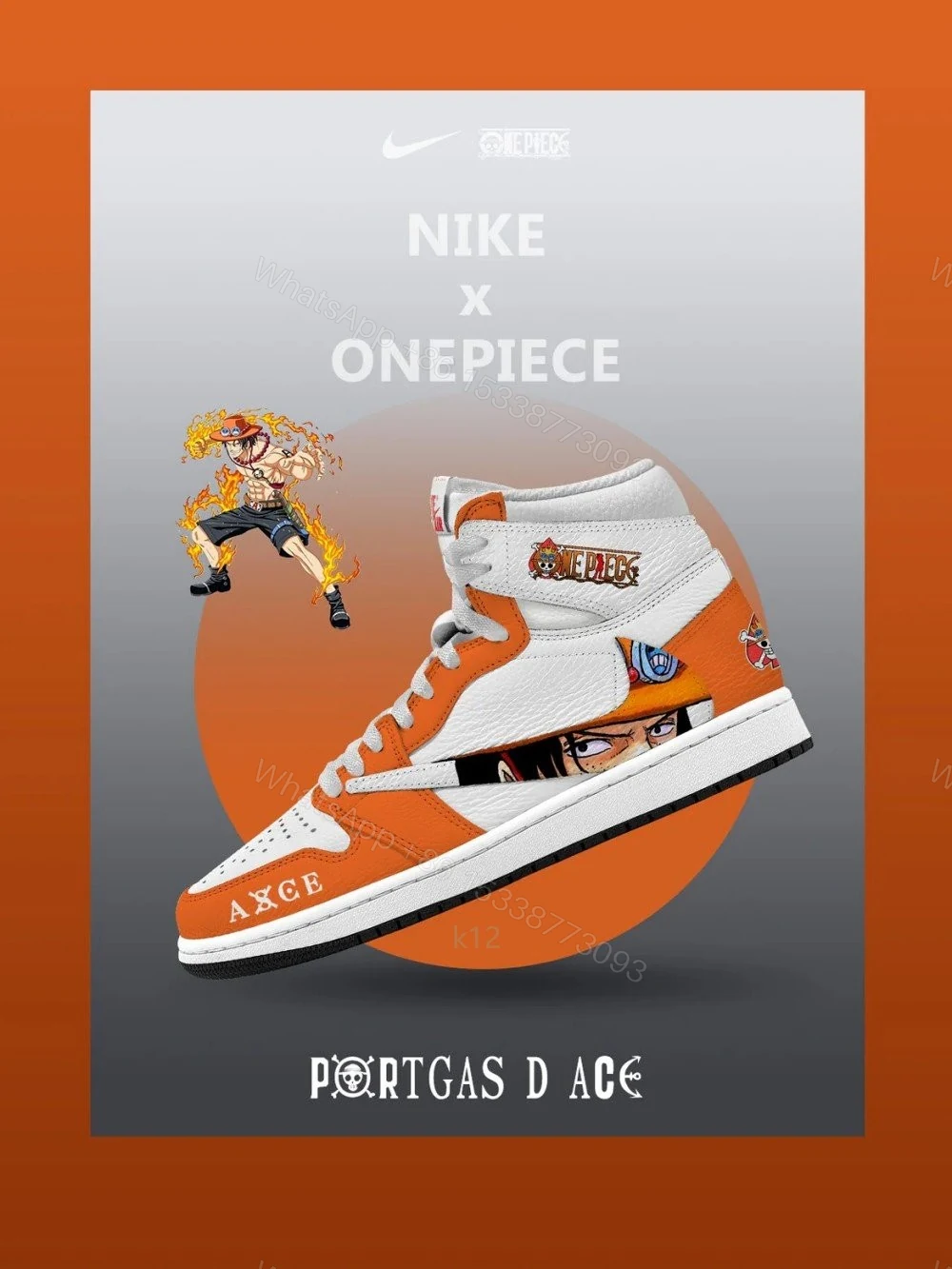 Portgas D Ace V.1 Custom TS High Jordan 1 — view 1