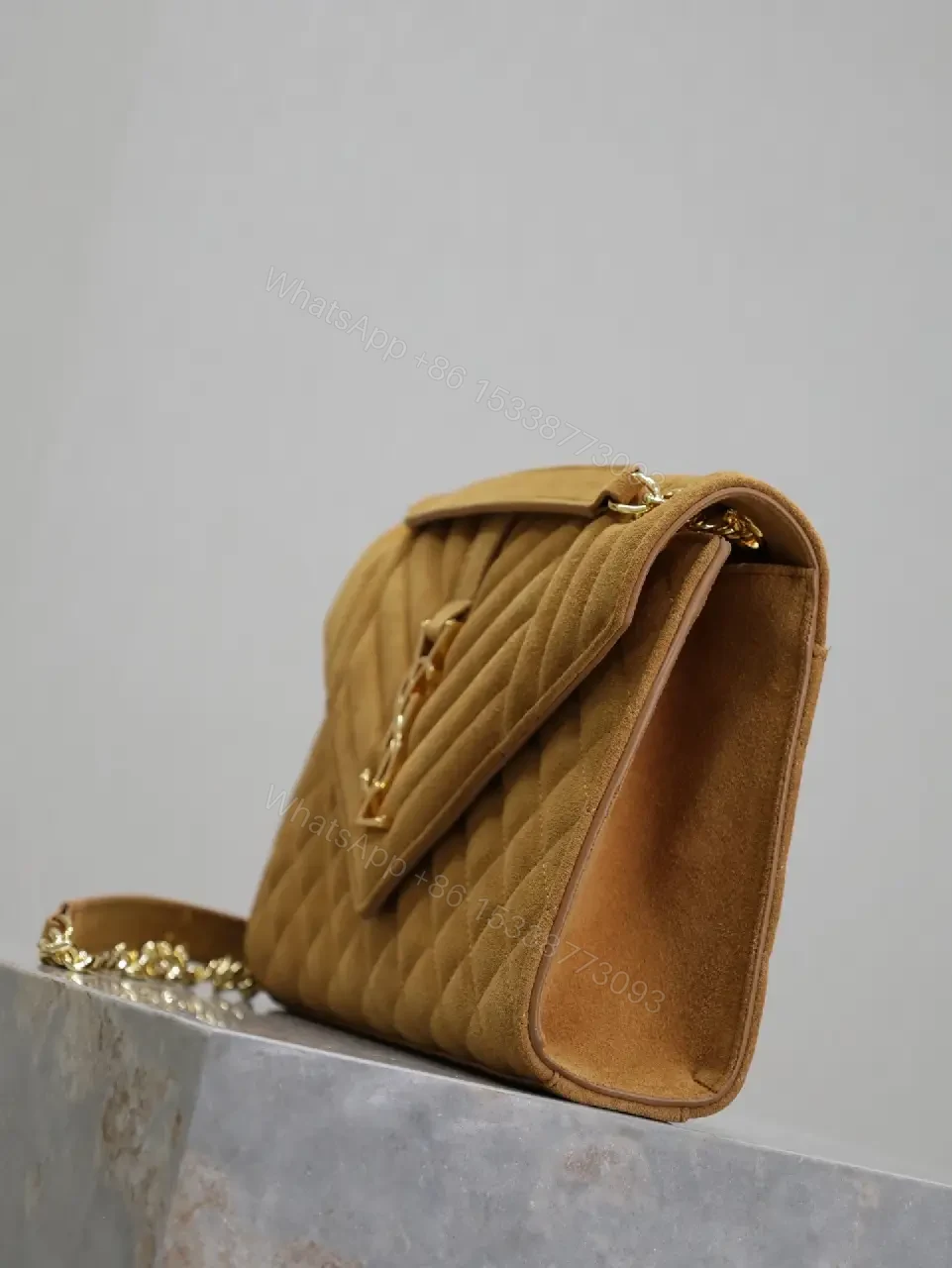 View 8 of Quilted Crossbody Bag with Gold Monogram, Chic & Practical