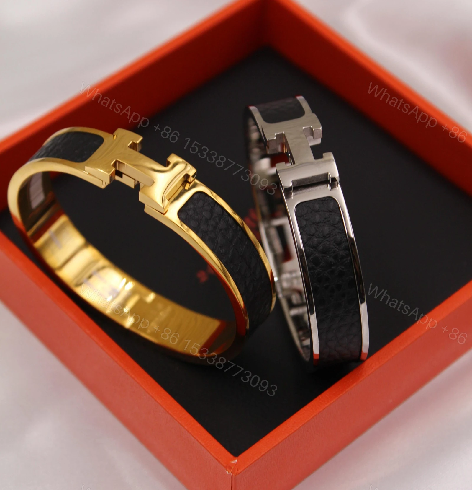 Hermes Black Enamel Clic HH Bracelet — view 1