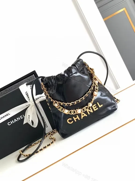 Black Quilted Leather Crossbody with Gold Chain â€” Chanel-Inspired Luxe — view 1