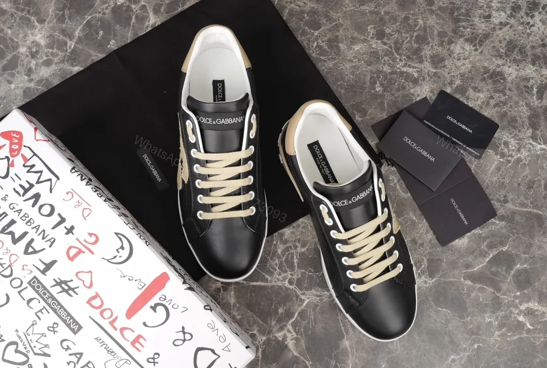View 6 of Chic Black Leather Sneakers with Signature Lettering - All‐Day Comfort