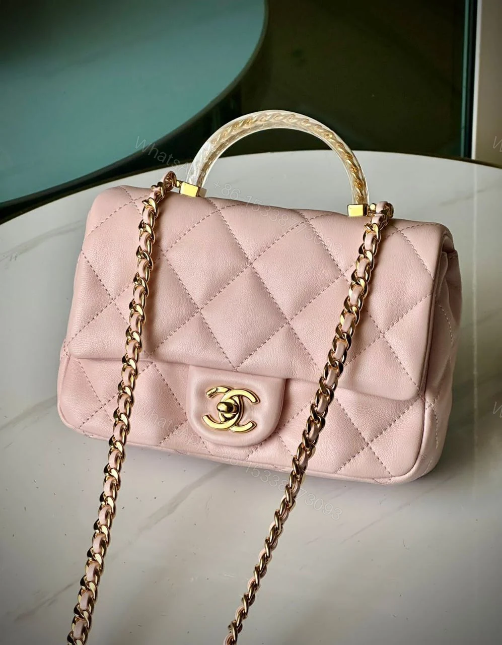 Chanel 24S Quilted Chain Top Handle Flap Chain — view 1