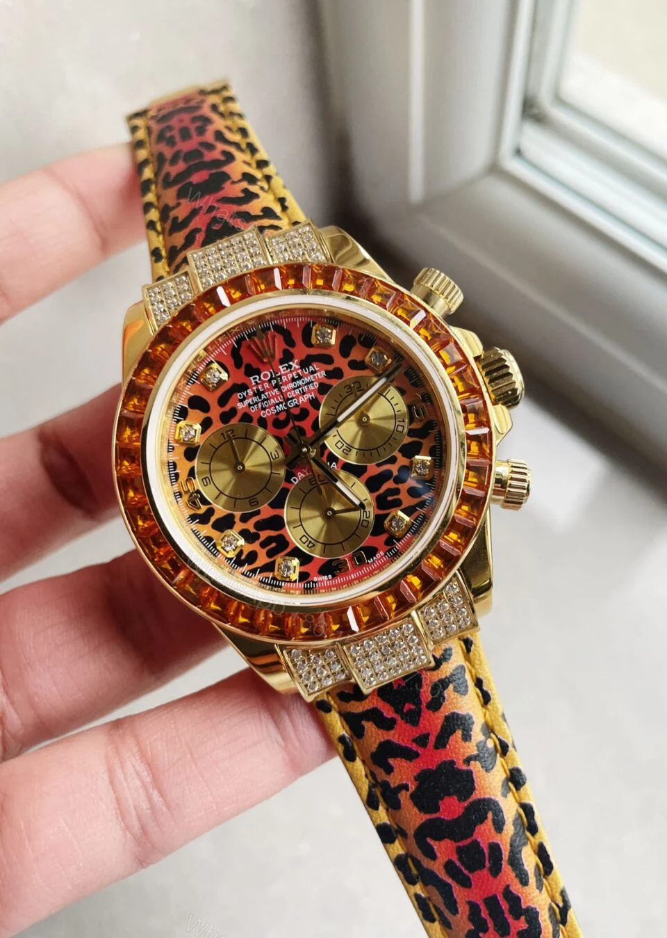 JH factory 1:1 Rolex Daytona 116598 SACO ‘Leopard’ Leopard print Dial Leopard print Leather Strap — view 1