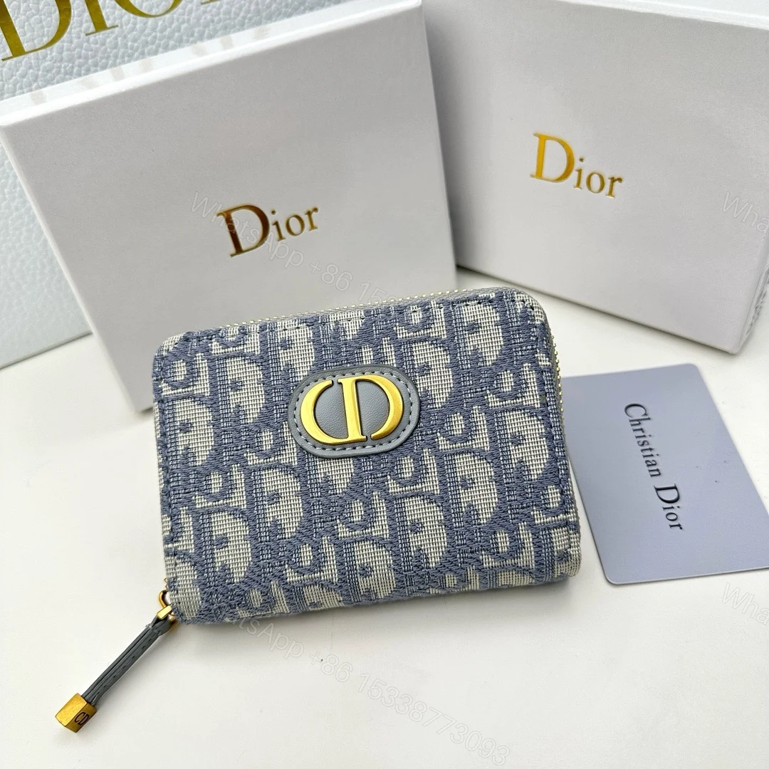Dior高仿拉鍊短夾 Oblique帆布配皮設計 女士人氣實用款 — view 1