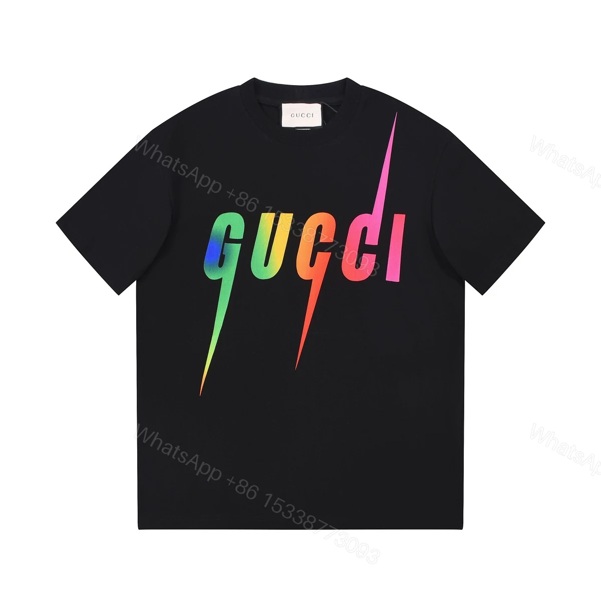 Gucci 高仿男款彩虹Logo印花短袖T恤 個性潮流款 — view 1
