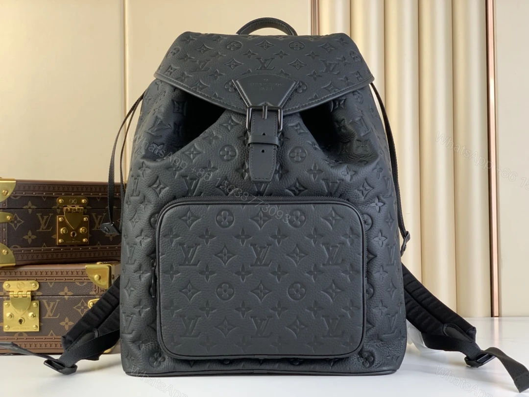 LV A貨壓紋後背包黑色雙肩包商務休閒兩用款 — view 1