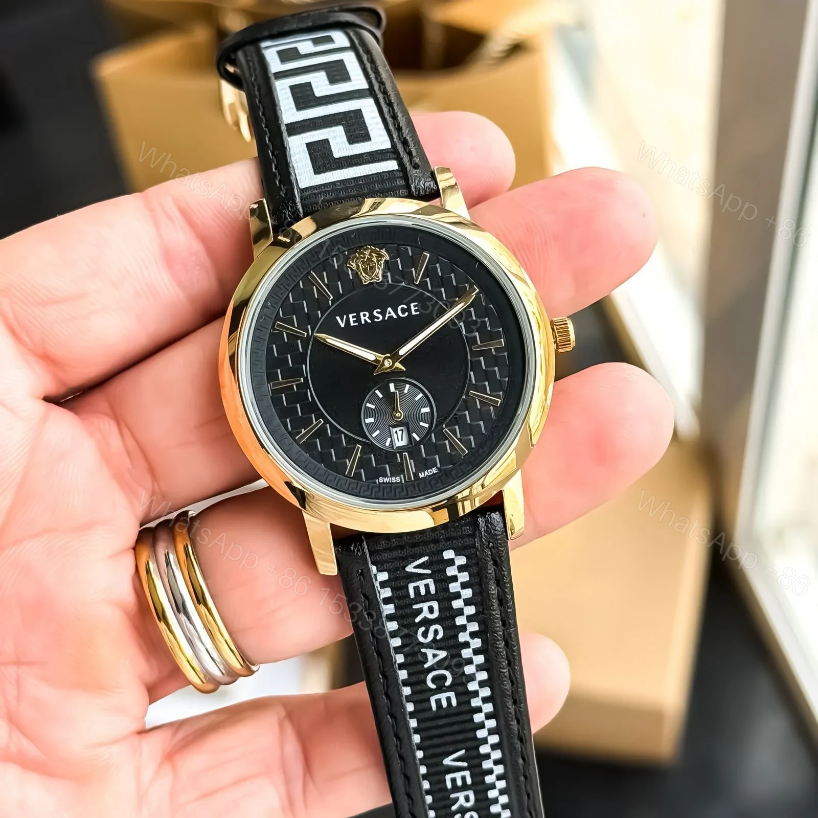 Versace Greca Black Dial Chronograph Watch — view 1