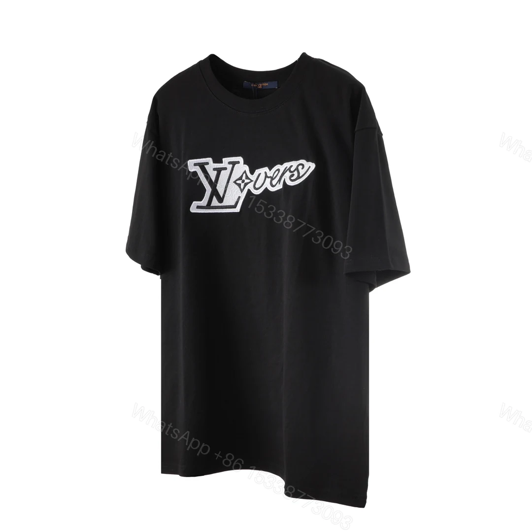 LV原單黑色T恤Overs刺繡LOGO潮流字母款夏季寬鬆剪裁男裝推薦 — view 1