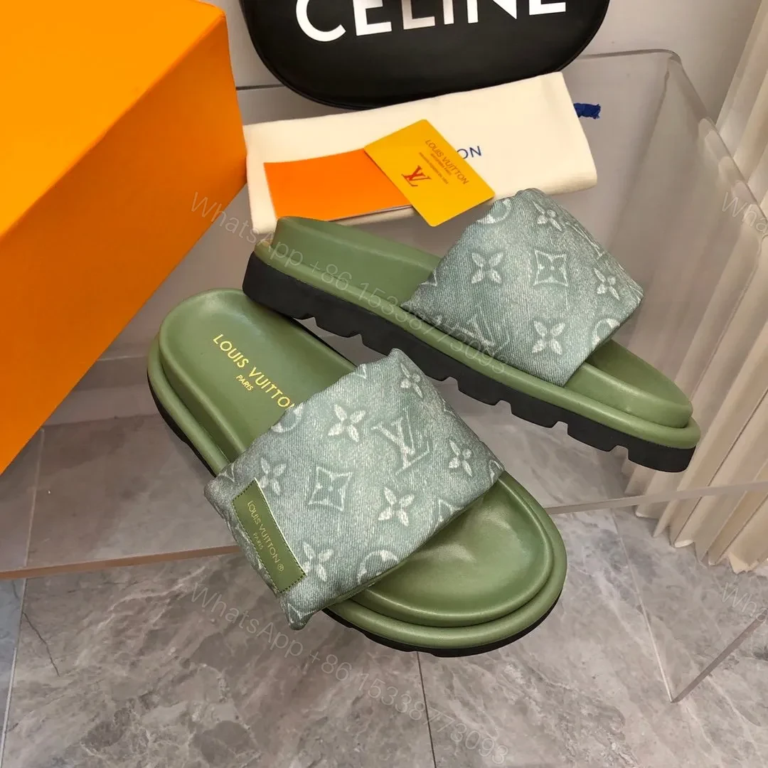 View 5 of LV Women Green Fabric Strap Rubber Sole Sandals