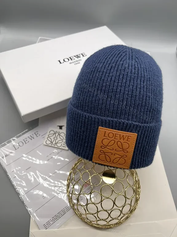 View 9 of Cozy Brown Wool Beanie with Loewe Patch Detail