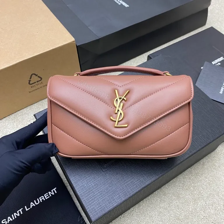Chic Pink Leather Crossbody: YSL-Inspired Luxury Bag — view 1