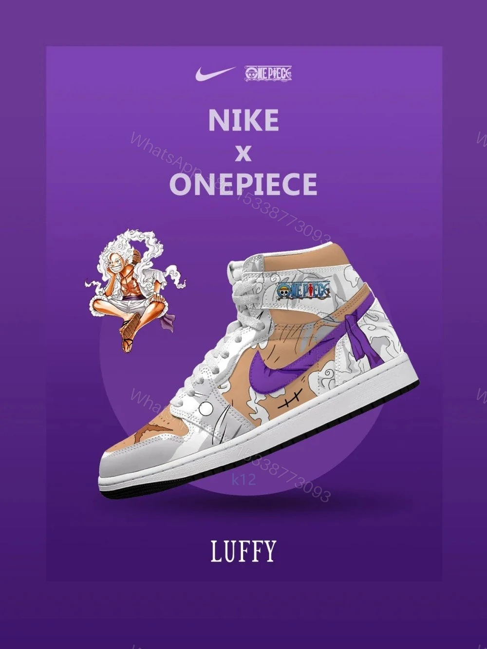 Monkey D. Luffy V.6 Custom High-Top Jordan 1 — view 1