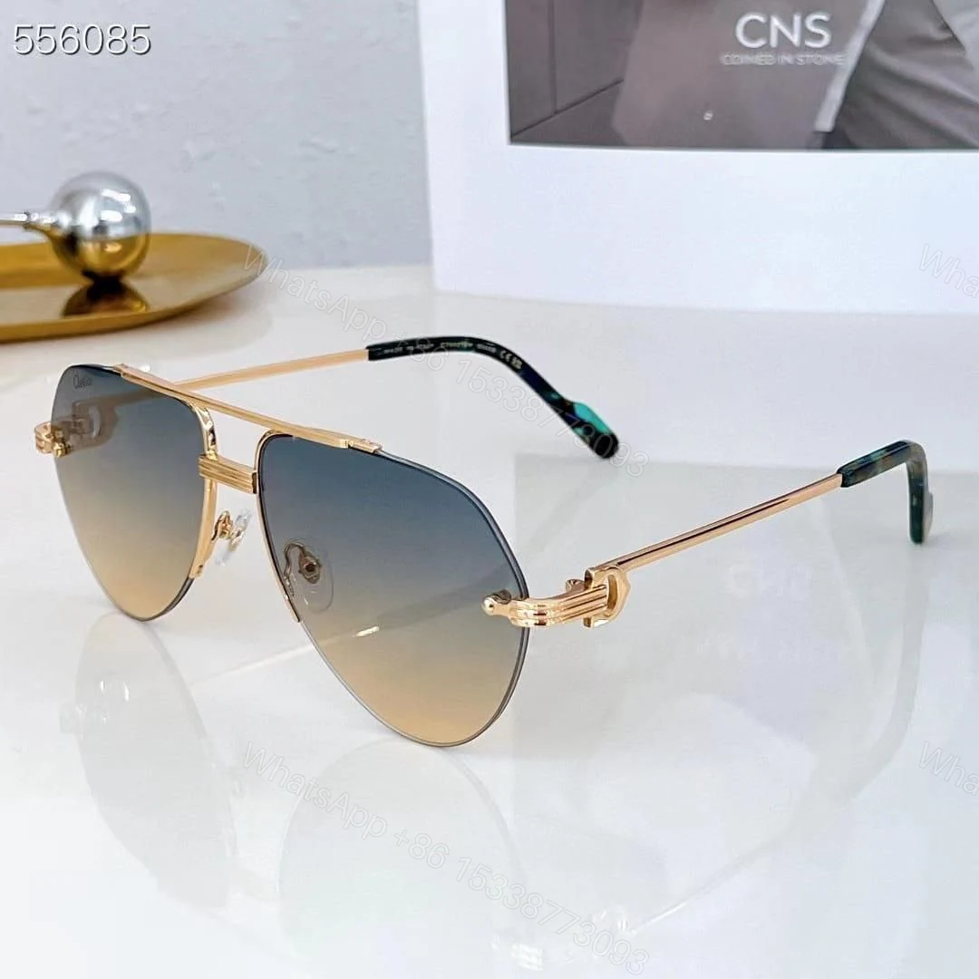 Cartier Pilot – Gold Blue Pink Lenses — view 1