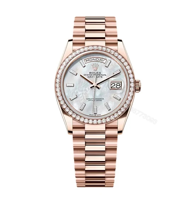 Superclone Rolex Day-Date White Mother-of-Pearl Diamond Dial 128345rbr-0077 36 mm — view 1