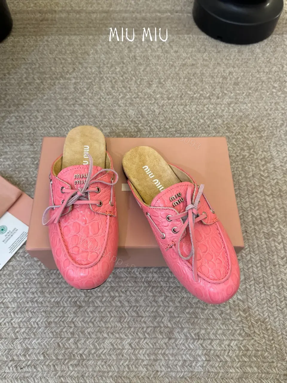 View 9 of Pink Leather Espadrille Mules, Comfortable Slip-ons, Miu Miu Style, Product Type: Shoes