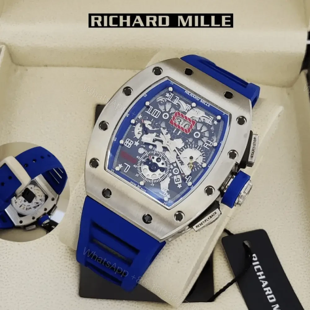 Richard Mille RM011 FM Titanium Chronograph Blue Strap Watch — view 1