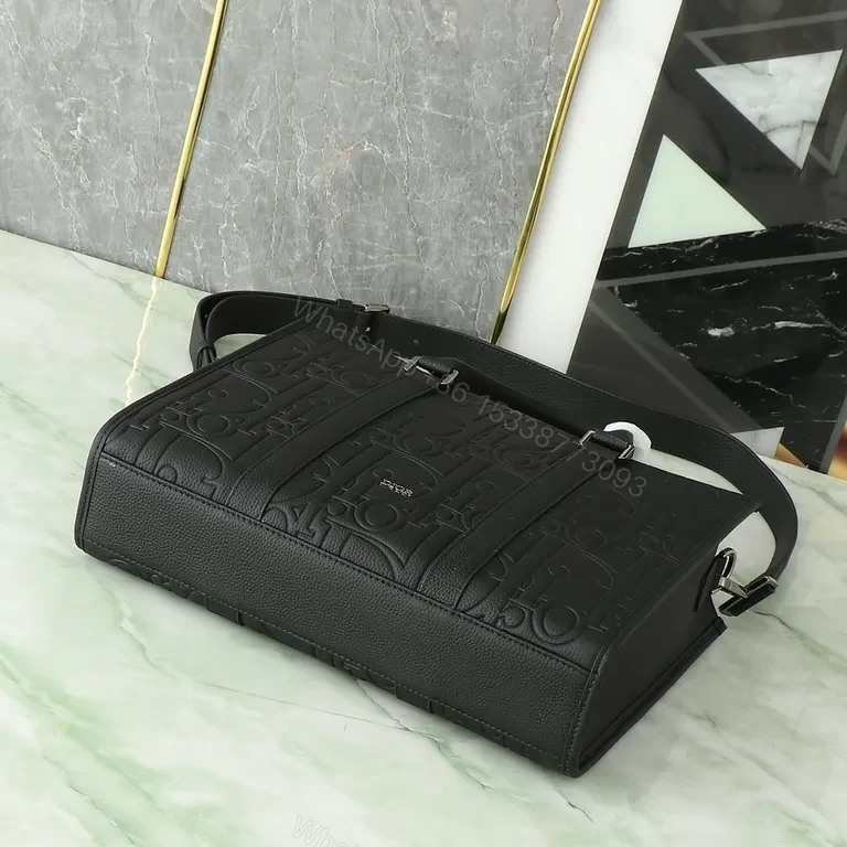 View 7 of Structured Black Dior Tote: Modern Texture, Classic Utility