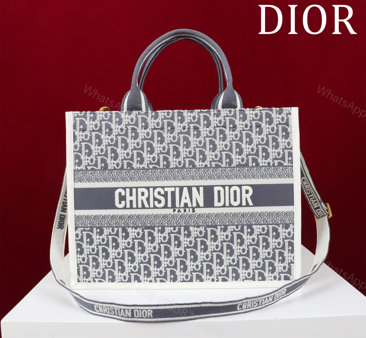 Dior 高仿Oblique經典托特包 深藍大號 原版還原精品布料 — view 1