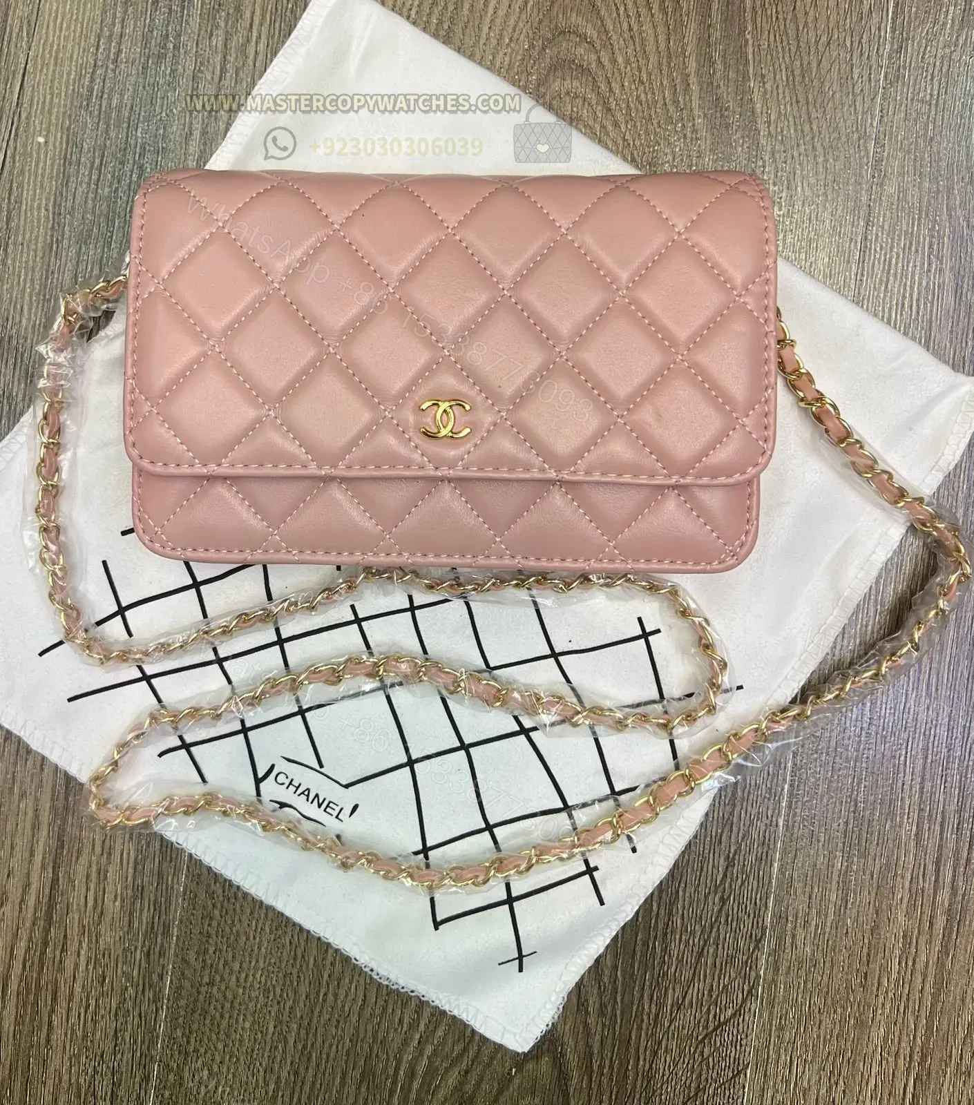 Chanel Classic Ladies Wallet with Chain In Pink — view 1