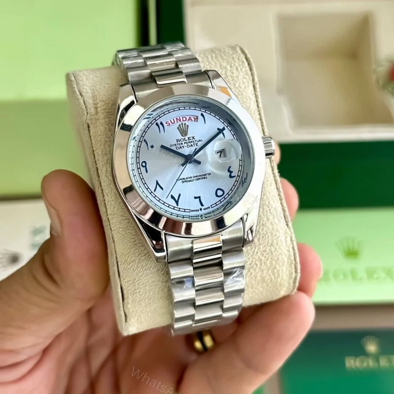 Rolex Day-Date Silver Skyblue Dial 40mm Quartz — view 1