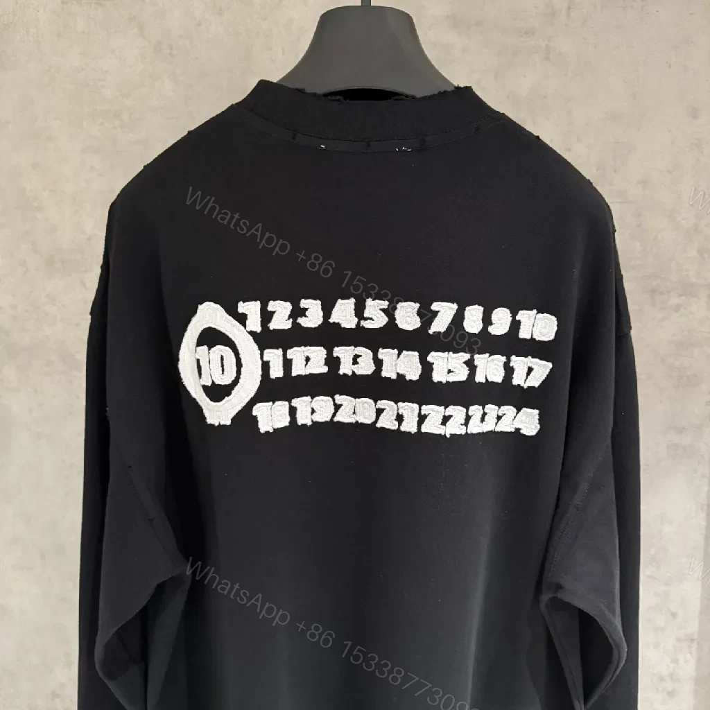 View 7 of Relaxed Black Sweatshirt with White Embroidery