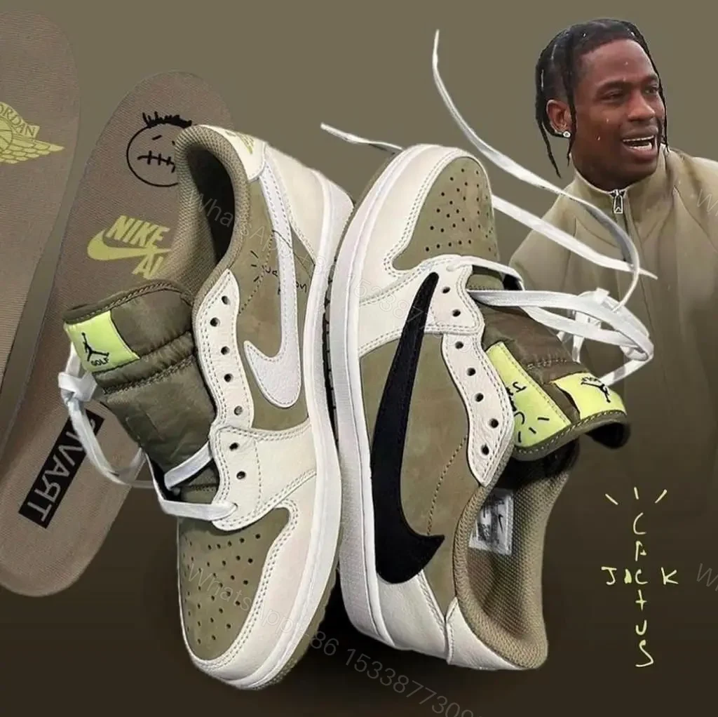 TRAVIS SCOTT JORDAN 1 LOW GOLF OLIVE — view 1