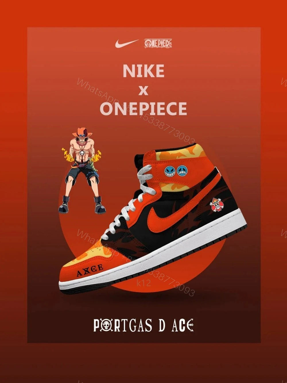 Portgas D. Ace V.3 Custom High-Top Jordan 1 — view 1