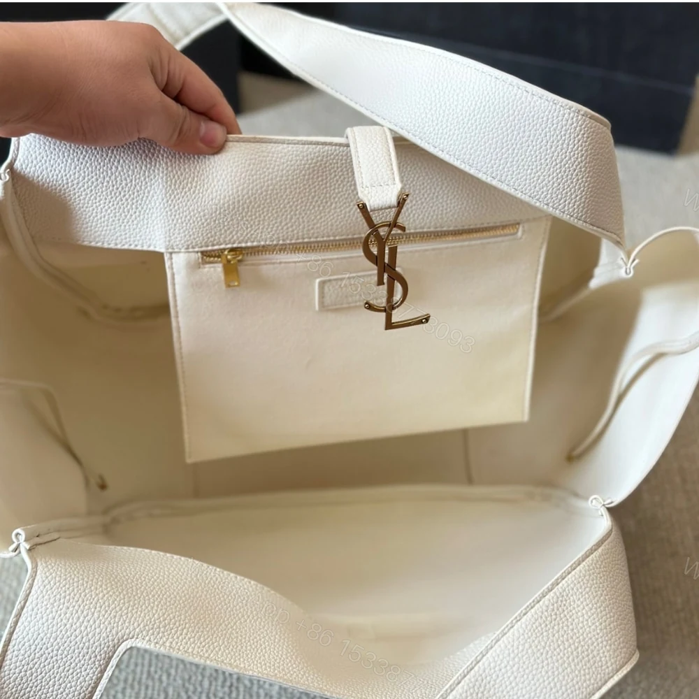View 5 of Saint Laurent Le 5 À 7 Bea In Grained Leather White 50Cm 763435AADDG