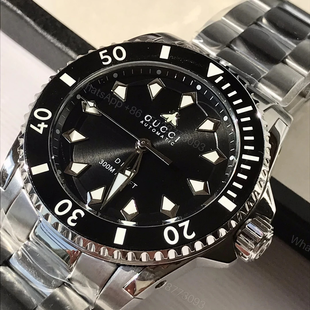 Gucci高仿男士潛水手錶黑色錶盤時尚鋼帶款300米防水 — view 1