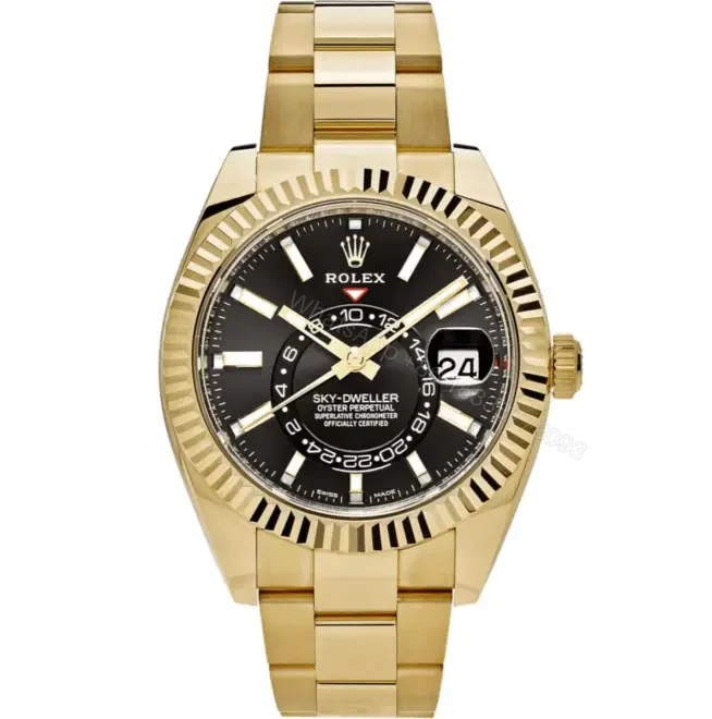 Rolex Sky Dweller Yellow Gold Steel 42mm Black Dial Mens Watch — view 1