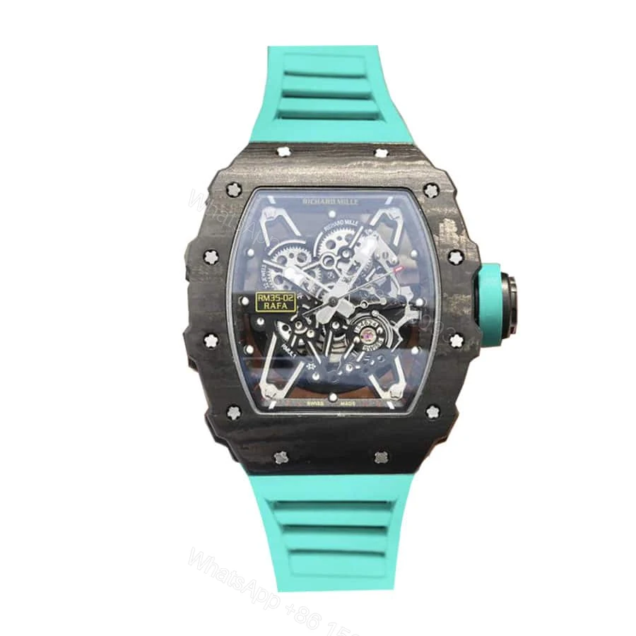 Richard Mille RM 055 Super Clone: Bubba Watson White Ceramic Blue Skeleton Dial KV V2 — view 1