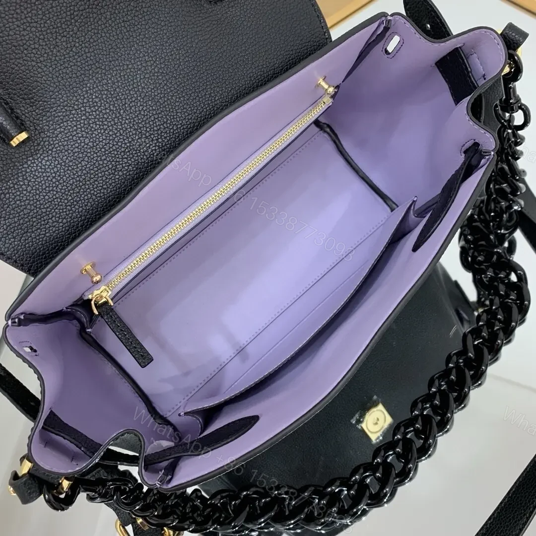 View 5 of Versace La Medusa medium top handle bag in black grained leather