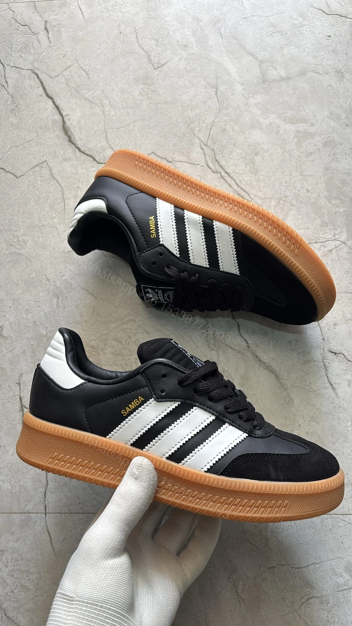 FIRST COPY Adidas samba big sole black white — view 1