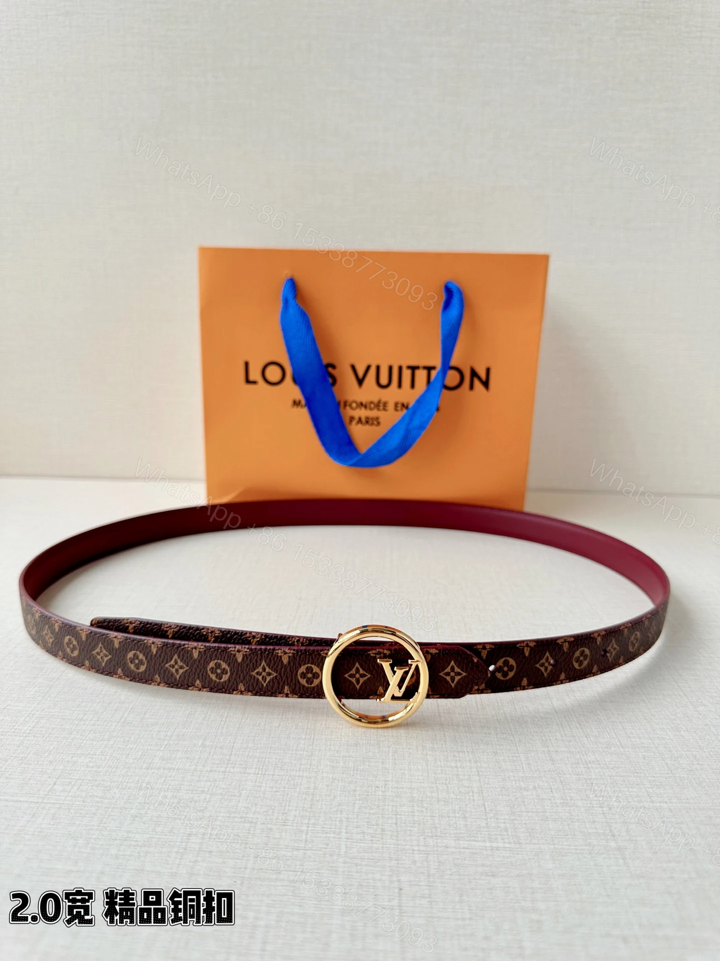 LV 原單女款 Monogram 黑色LV扣細版腰帶 時尚百搭款 — view 1
