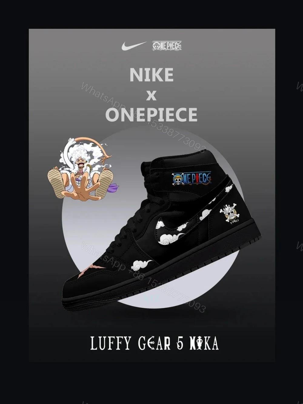 Luffy Gear 5 Nika V.1 Custom High-Top Jordan 1 — view 1