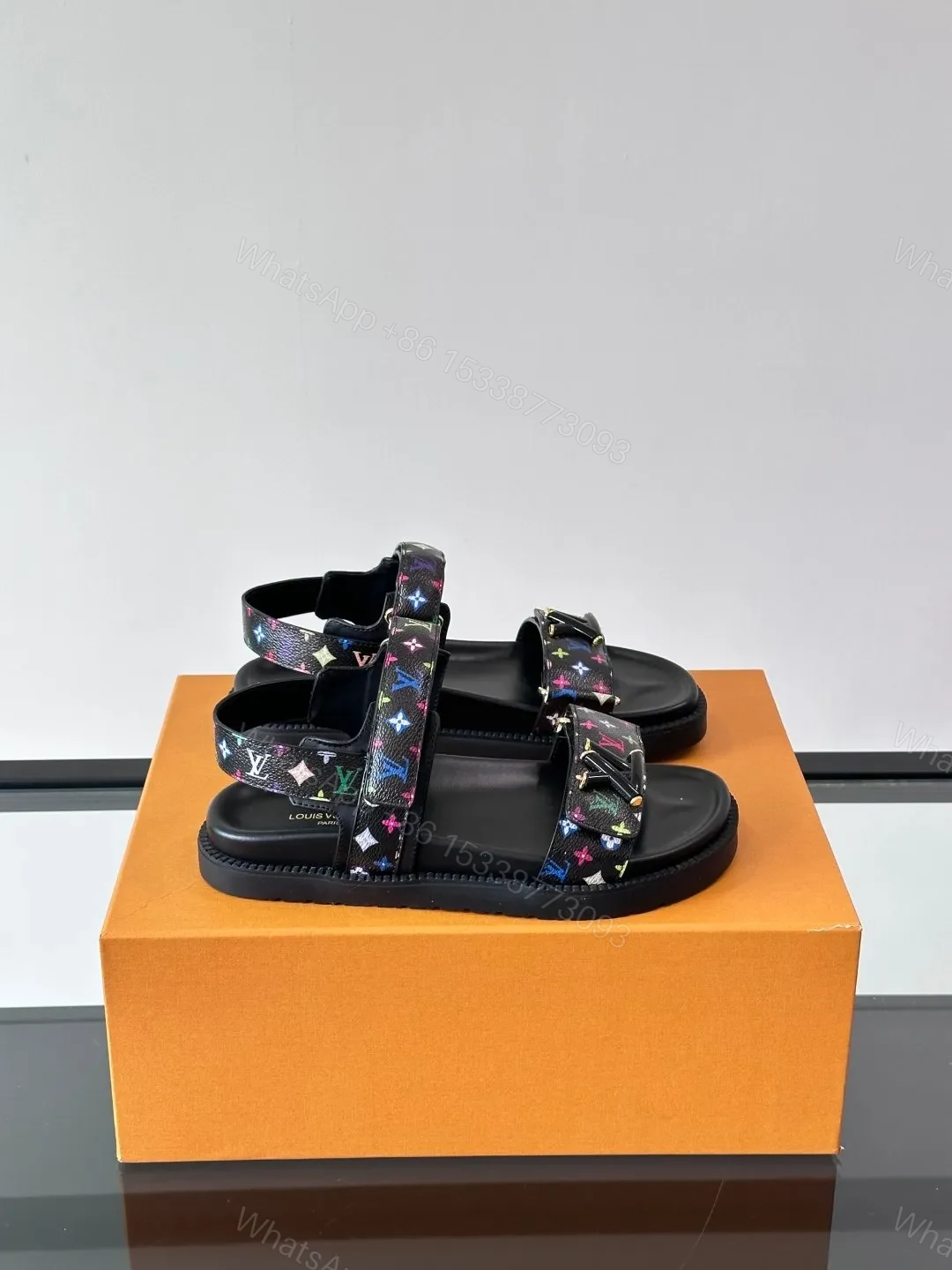LV Men Black Multicolor Leather Sandals — view 1