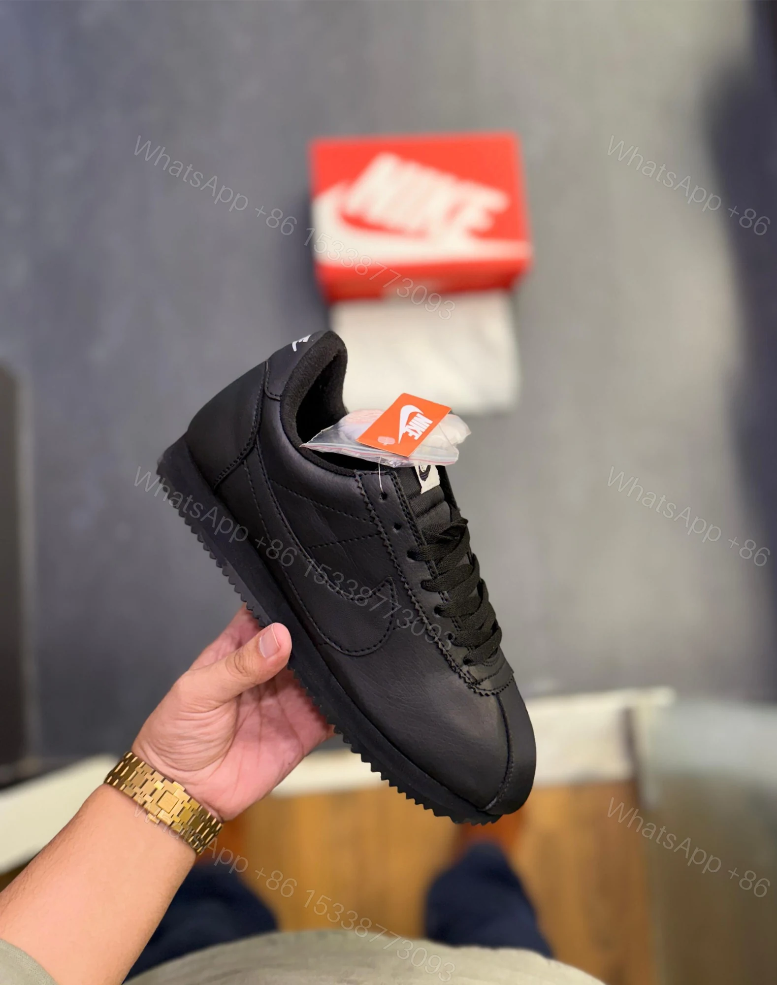 FIRST COPY NIKE CORTEZ NEW BLACK FOR MEN — view 1