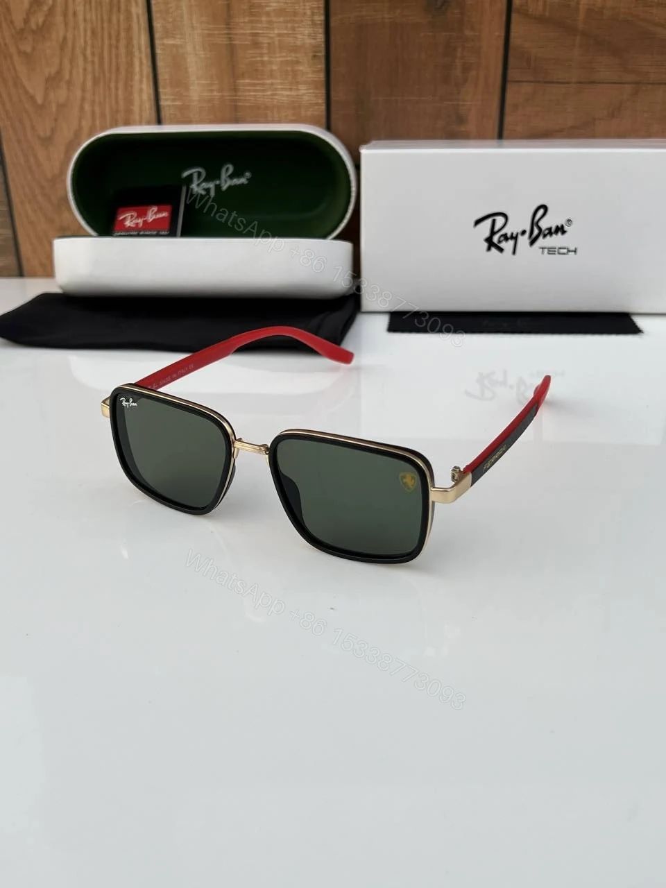 First Copy Rayban 8840 Gold Green Sunglasses — view 1
