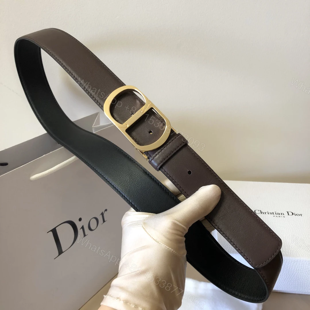 Dior 原單 男款 Oblique老花帆布皮帶 銀色CD扣 精品百搭腰帶 — view 1