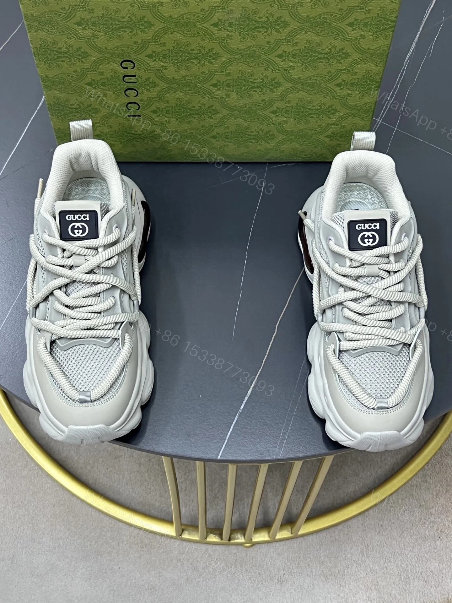 Gucci A貨男士老爹鞋厚底設計運動風格淺灰新色 — view 1