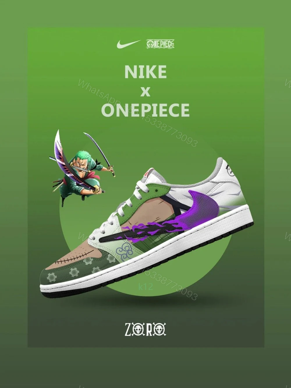 Zoro V.2 Custom TS Low Jordan 1 — view 1