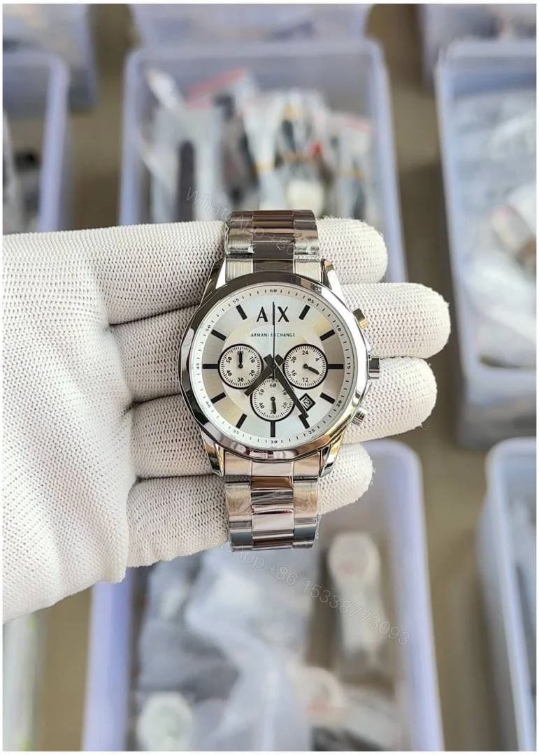 First Copy Luxury Stainless Steel White Dial Chronograph Watch With Premium Finish — view 1