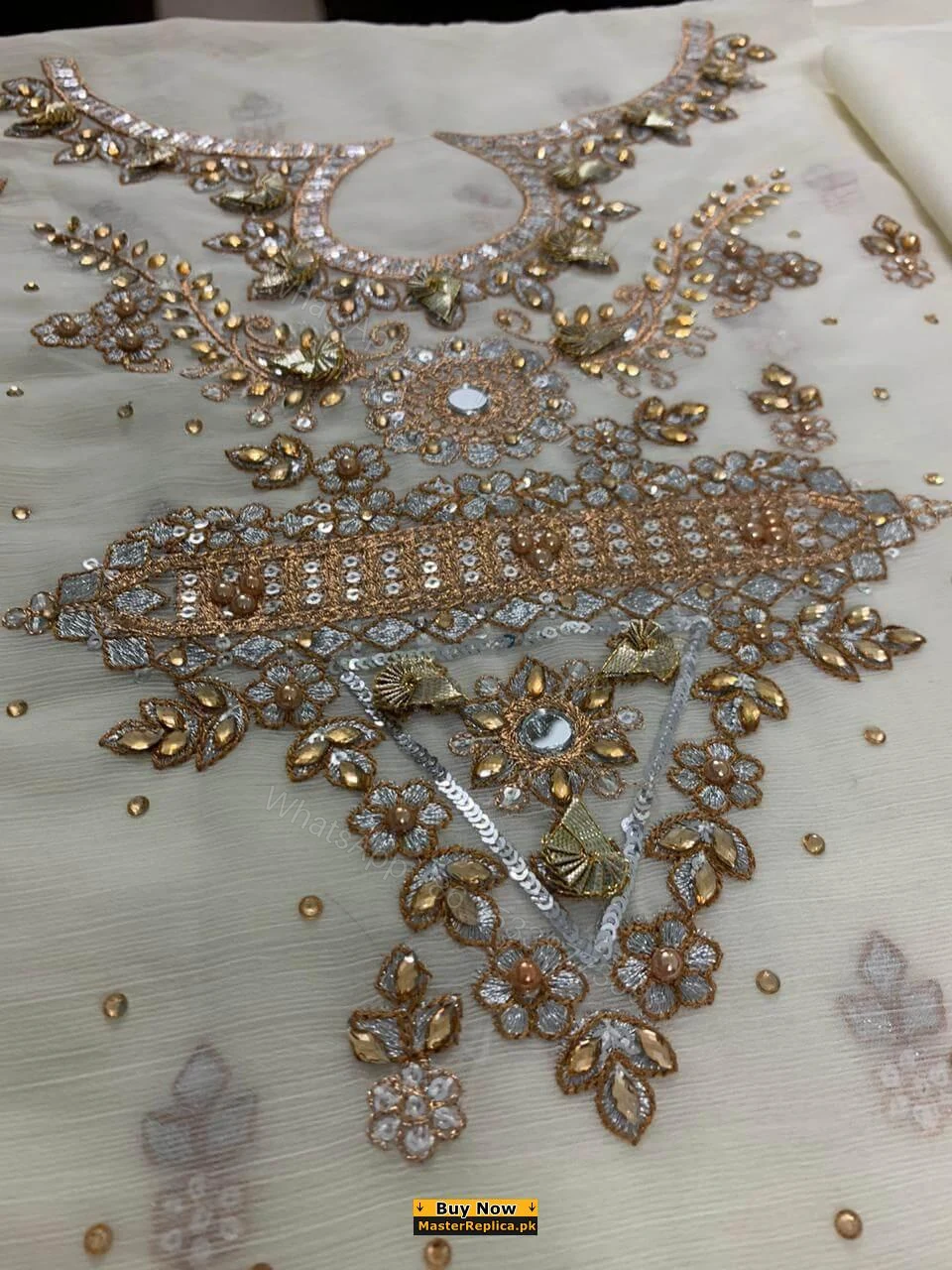 View 5 of Maria B Off White Chiffon Replica