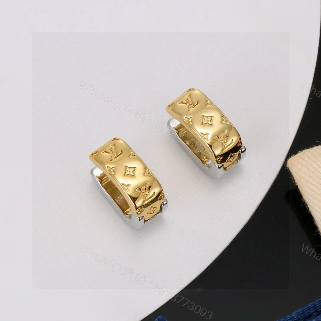 LV高仿金屬壓紋耳環 女款經典花紋高級飾品 — view 1
