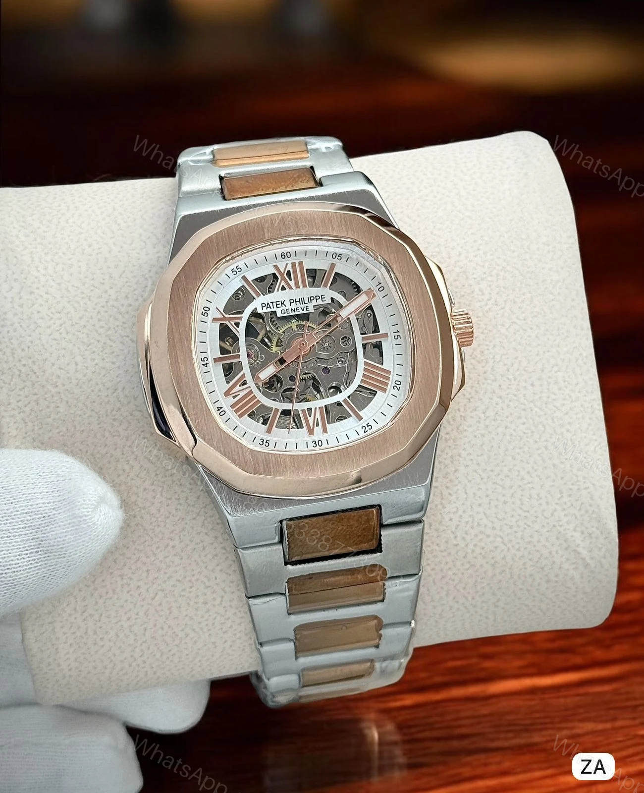 Patek Philippe Rose Gold Dial Silver Watch First Copy | AAA+ Replica — view 1