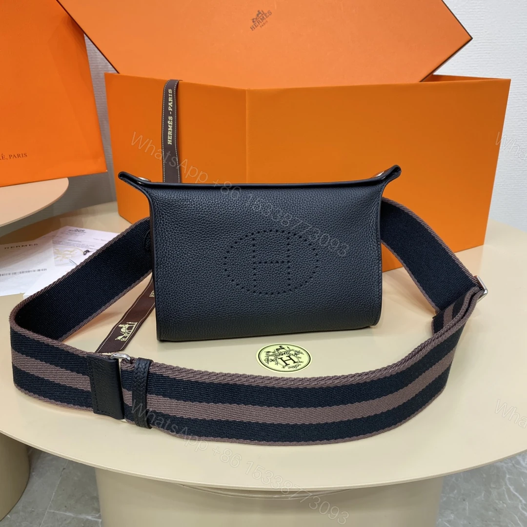 Hermes 高仿 Evelyne TPM 深藍拼棕肩帶迷你斜背包 高級感款 — view 1